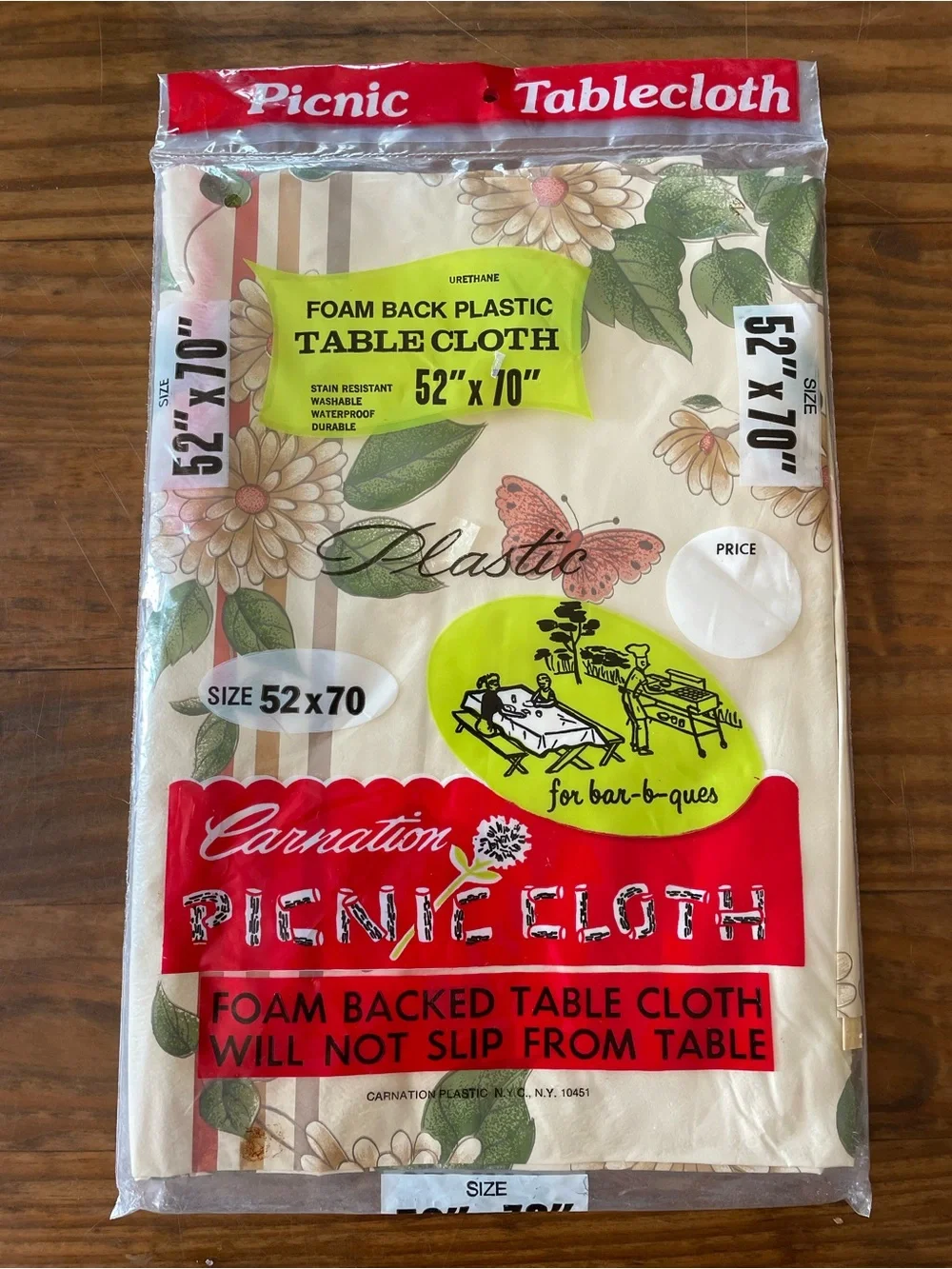 Vintage Plastic Picnic Tablecloth Floral Butterfly NIP 52”x70”  cottagecore